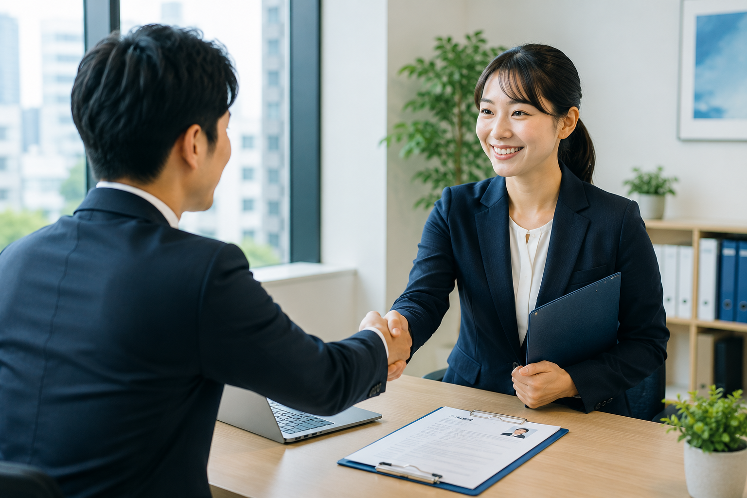 就業先を紹介するスタッフ